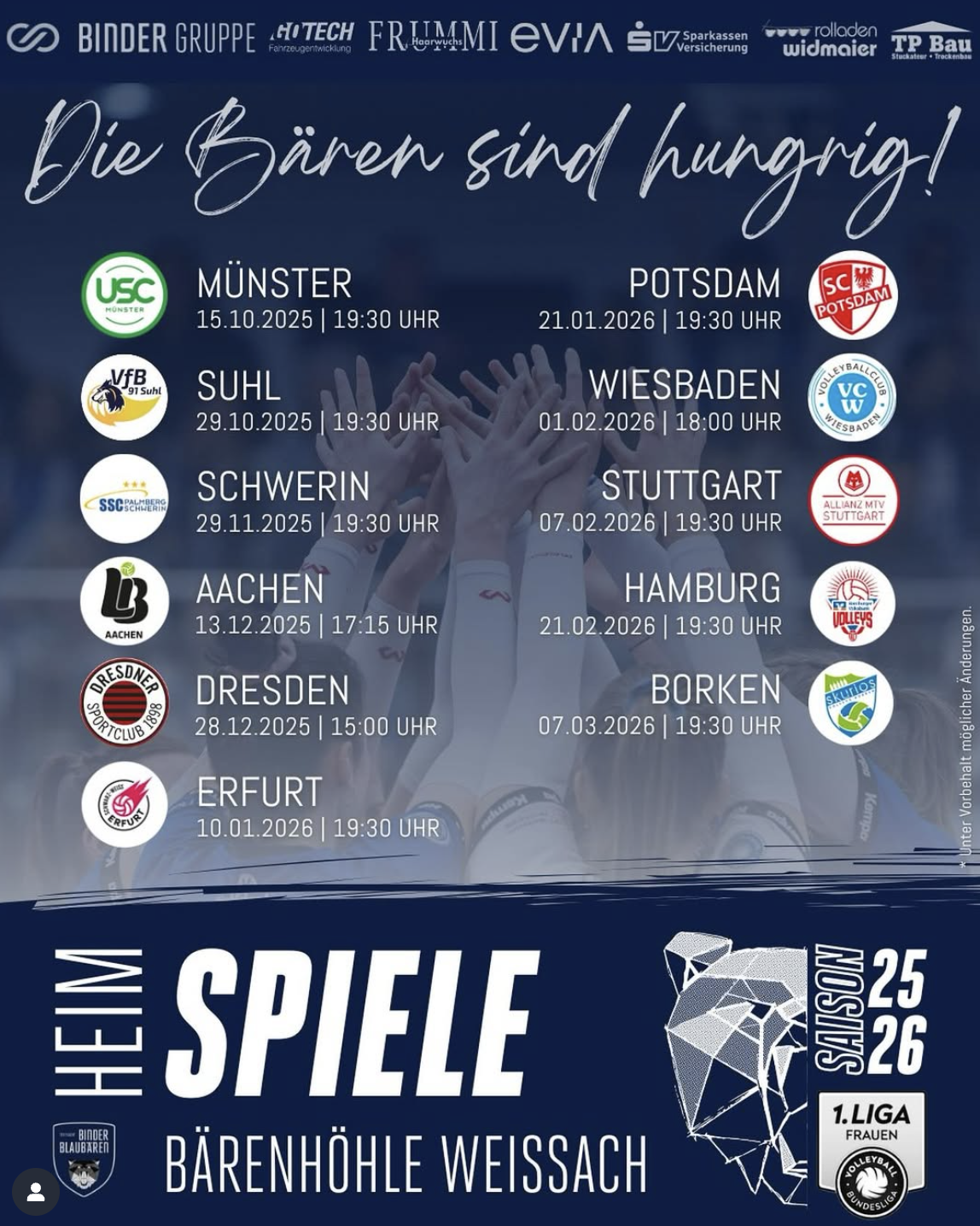 Heimspiel der Binder Blaubären TSV Flacht Saison 2025/2026
